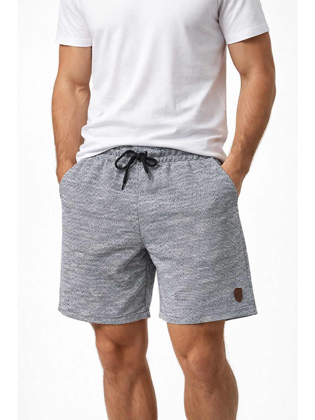 Erkek Pamuklu Şort Kapri 490 Gri