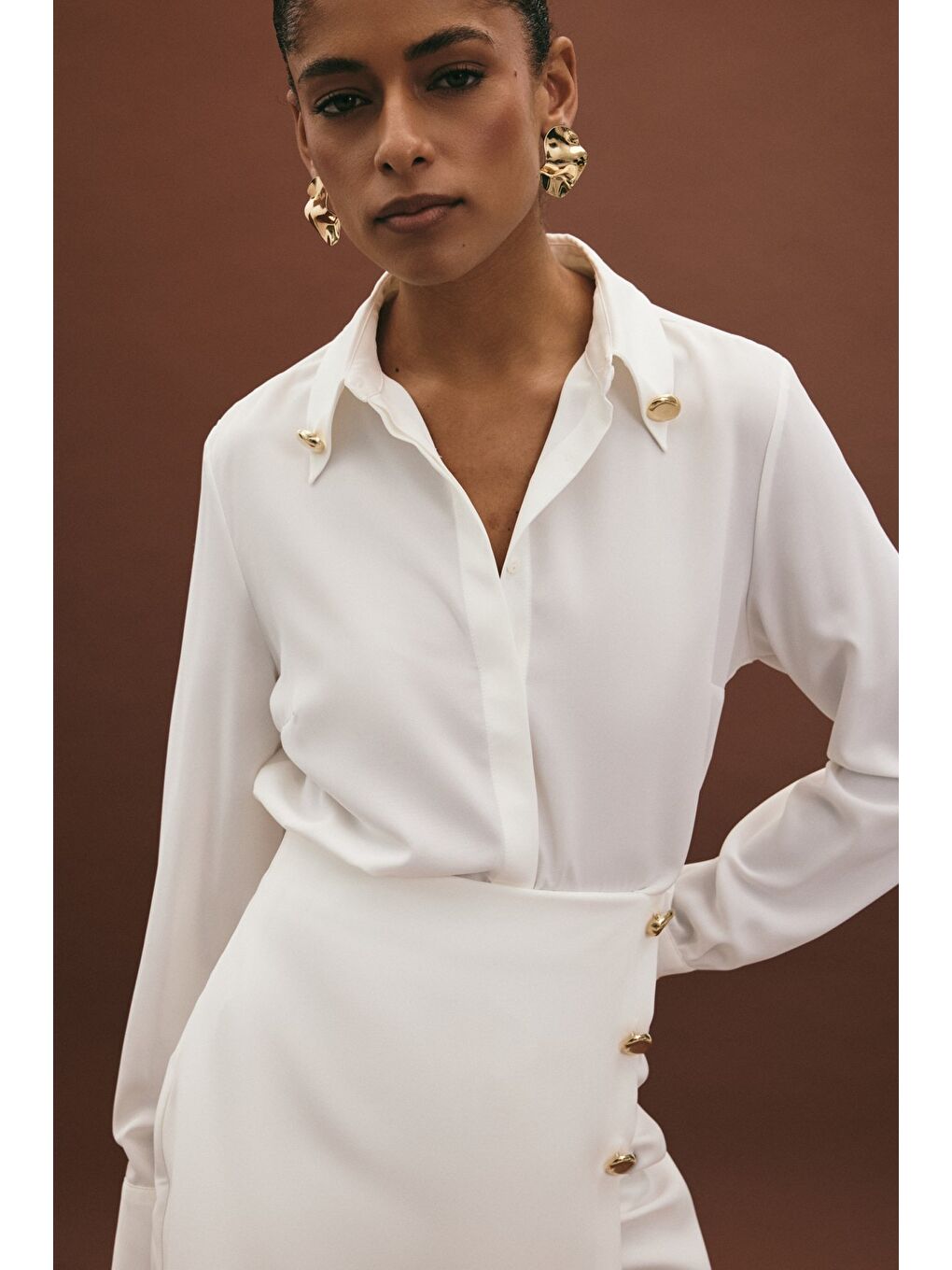 Lucy Gömlek - Ekru-4