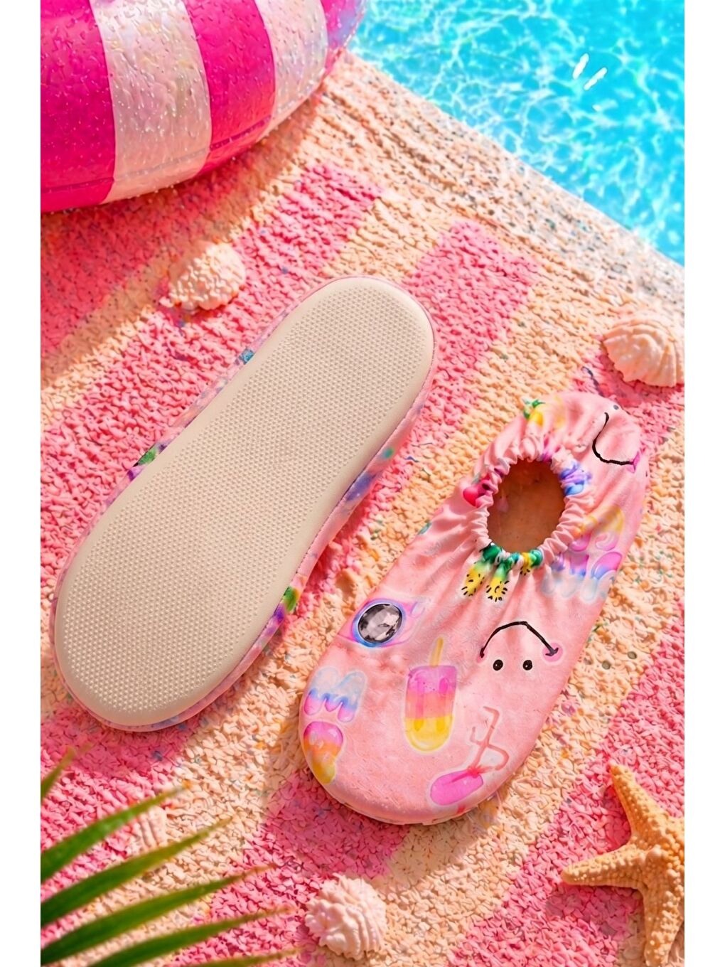 Summer Pembe Renk Kaymaz Taban Bebek - Çocuk Deniz Ayakkabısı-5
