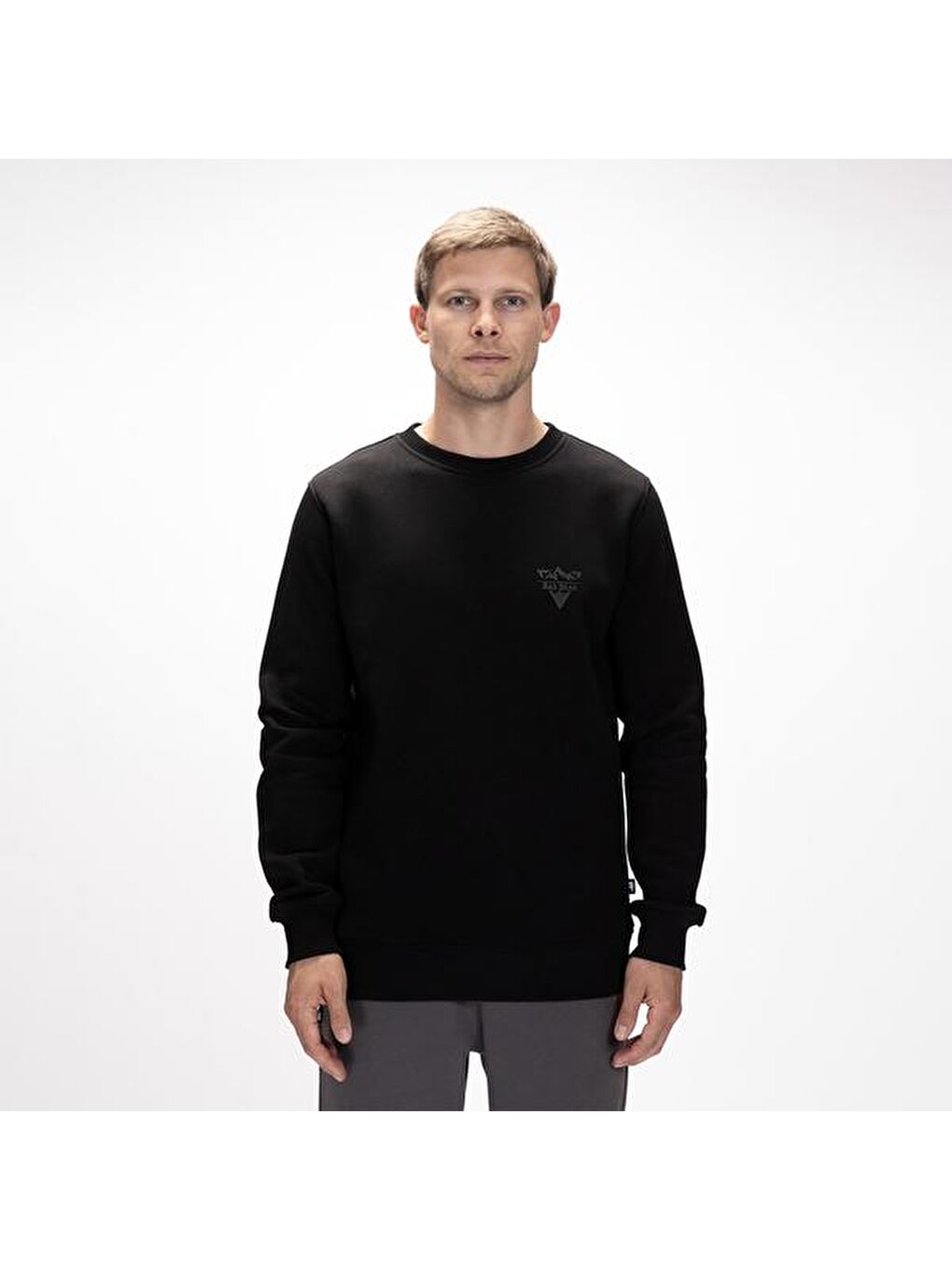 Windy Erkek Siyah Bisiklet Yaka Sweatshirt