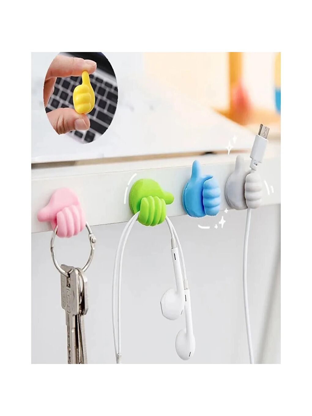 Yapışkanlı Mini Askılık Ve Kablo Tutucu 10 Lu GKH-3