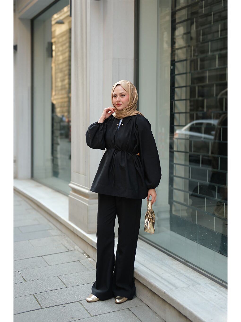 Kadın Olivia İncili Takım Siyah-1
