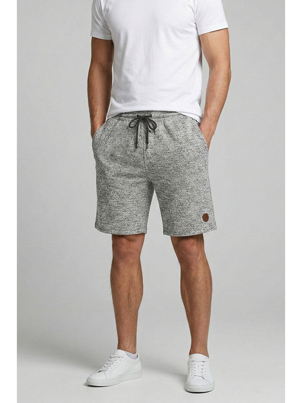 Erkek Pamuklu Şort Kapri 490 Gri-1