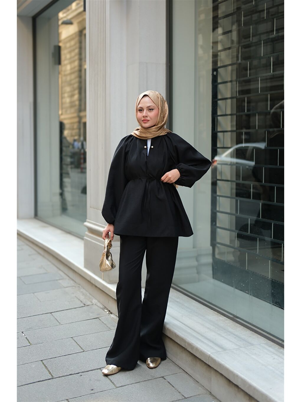 Kadın Olivia İncili Takım Siyah-2