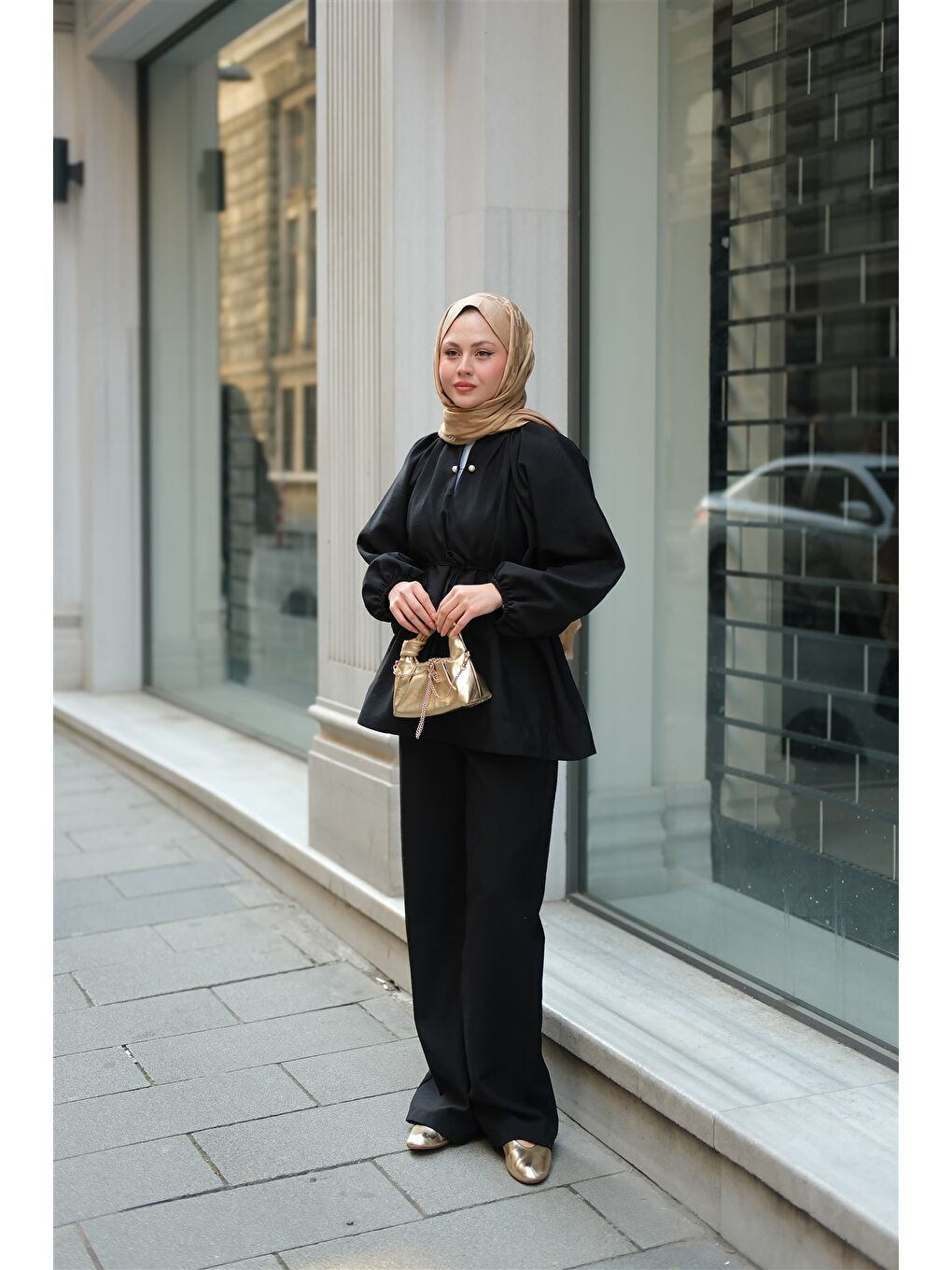 Kadın Olivia İncili Takım Siyah-4