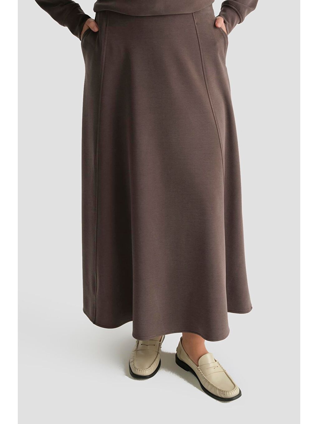 Kahverengi Taş İşlemeli Örme Takım Acı Kahve-3