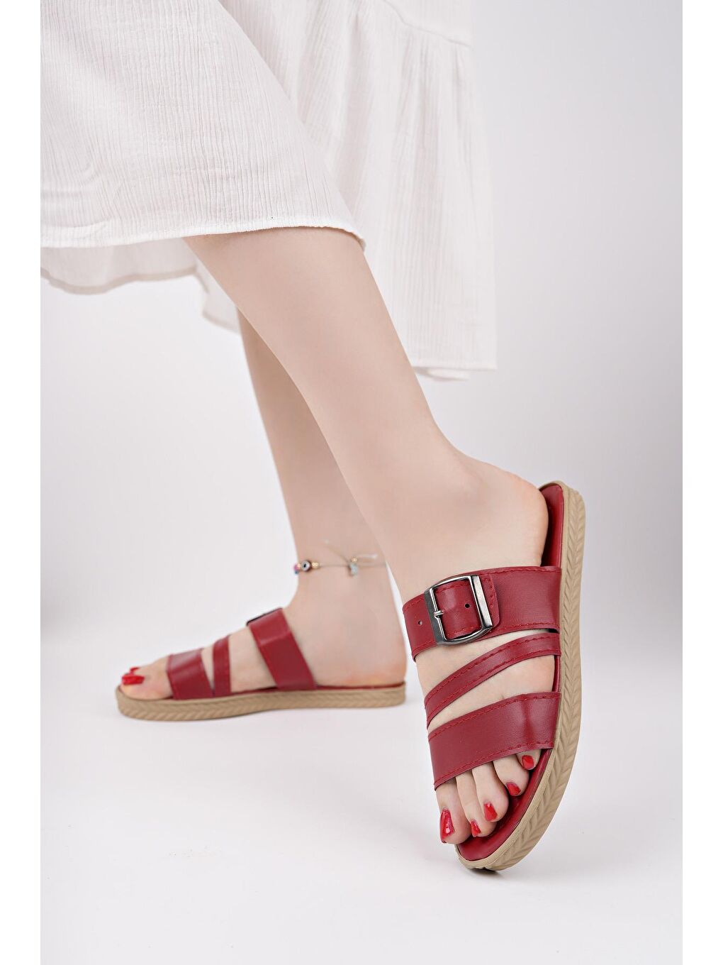 Kırmızı HELENA Kadın Terlik Dış Mekan ve Ev Terliği-3