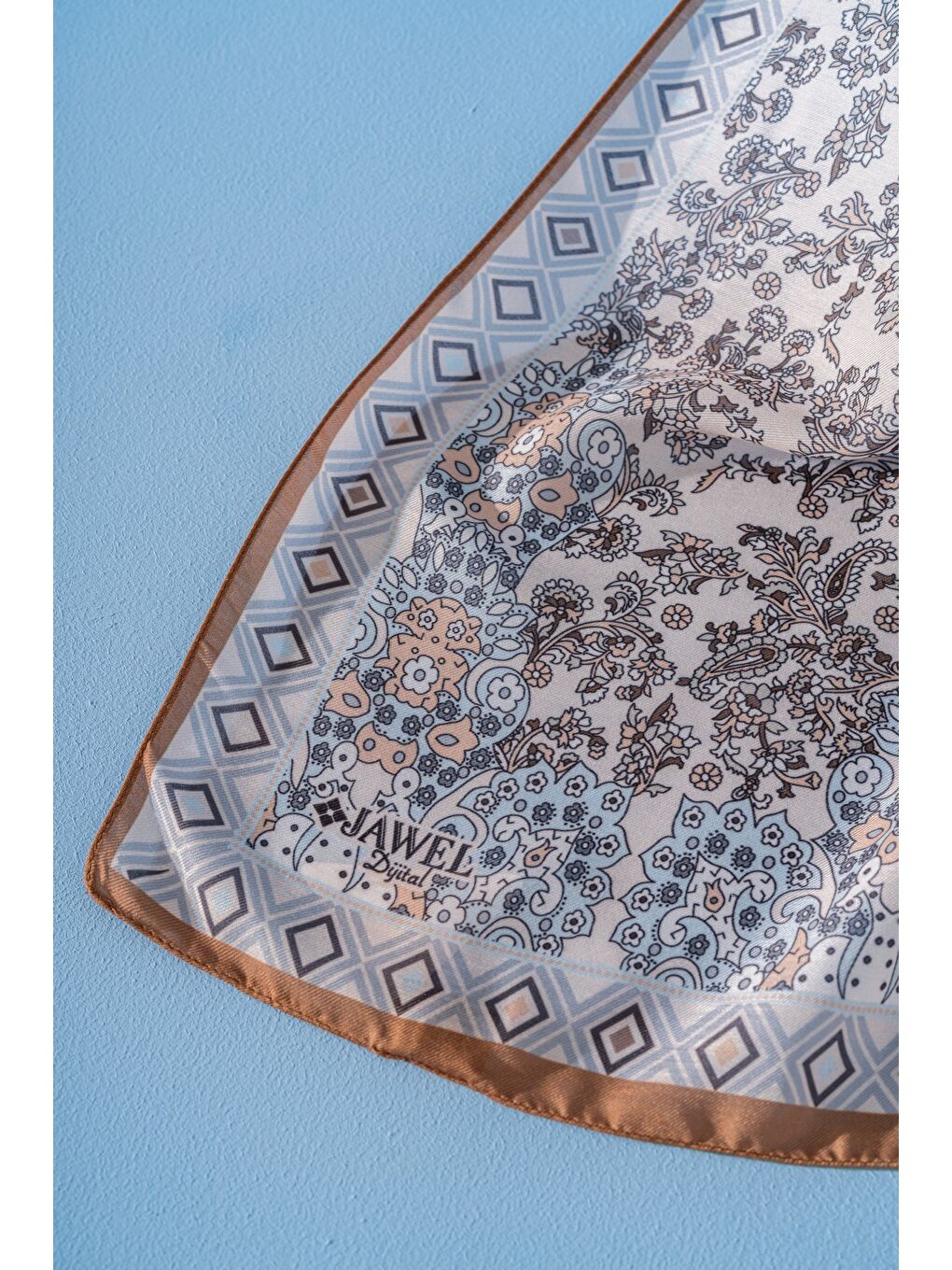 Ekru Kadın Etnik Desen Soft Alinda Şal-1