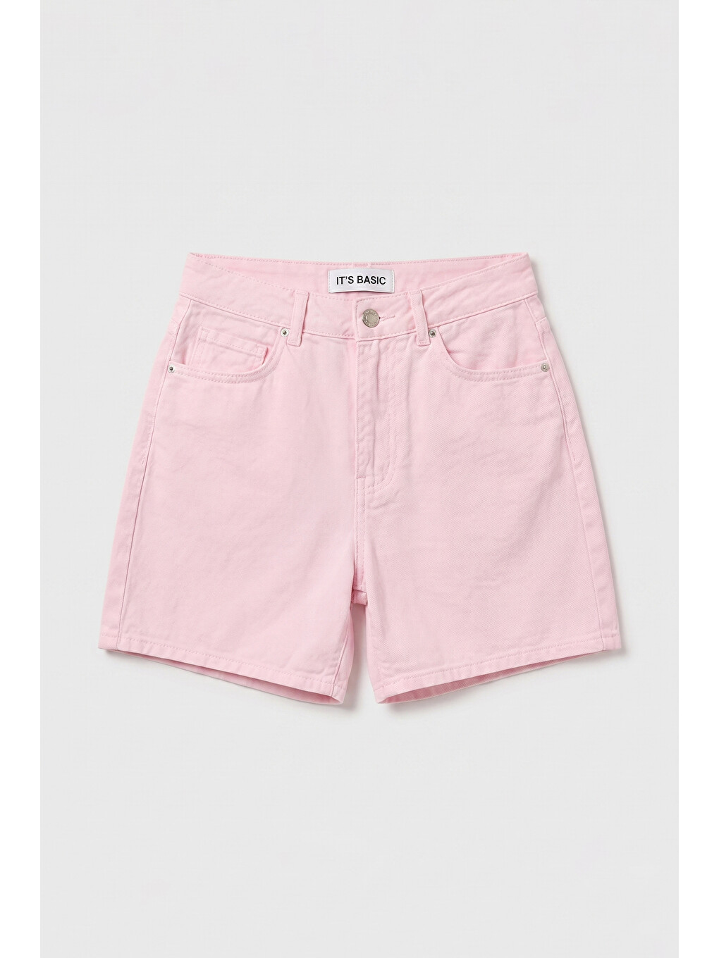 Kadın Light Pembe Diana 6s6-98 Relax Mom Fit Denim Şort