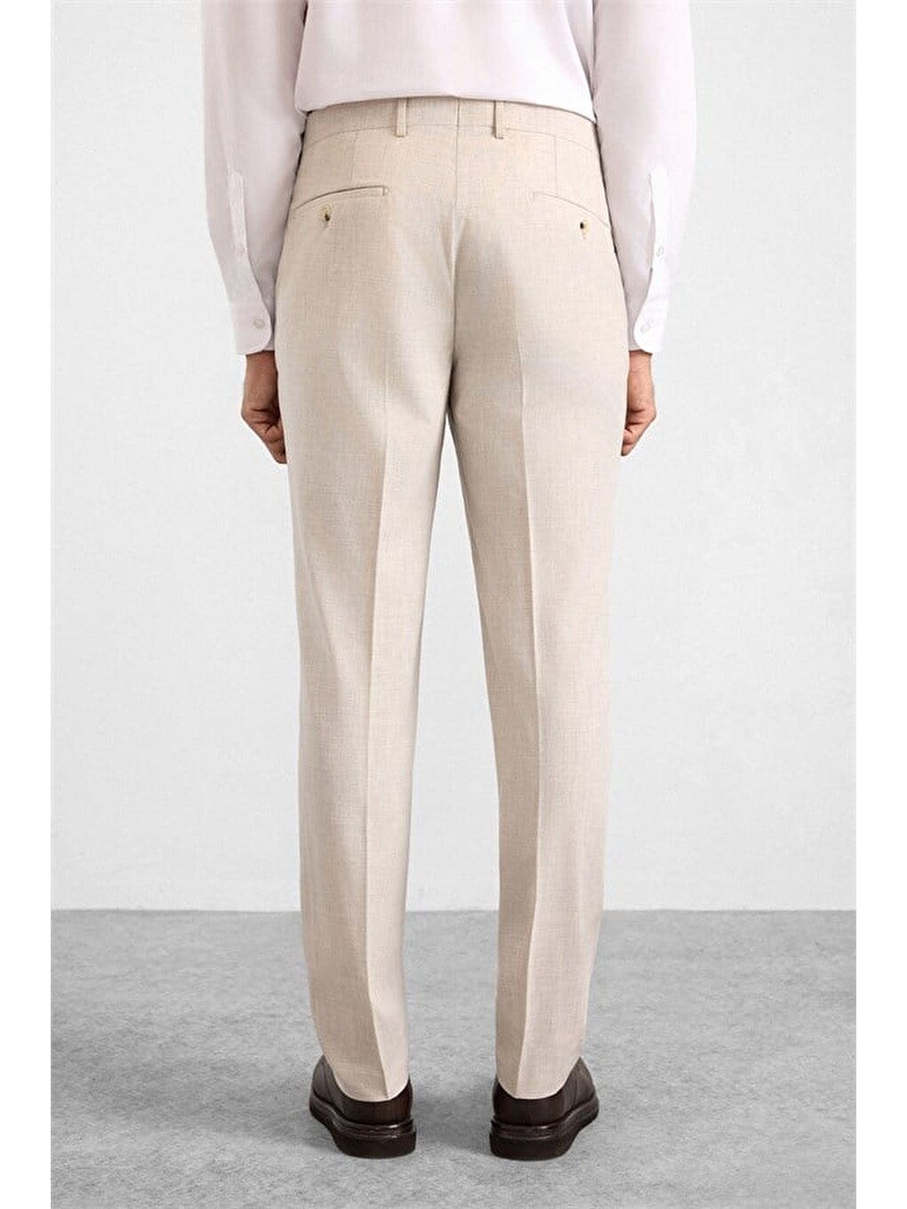 Bej Slim Mono Yaka Düz Torba Cep 6 Drop Takım Elbise-10
