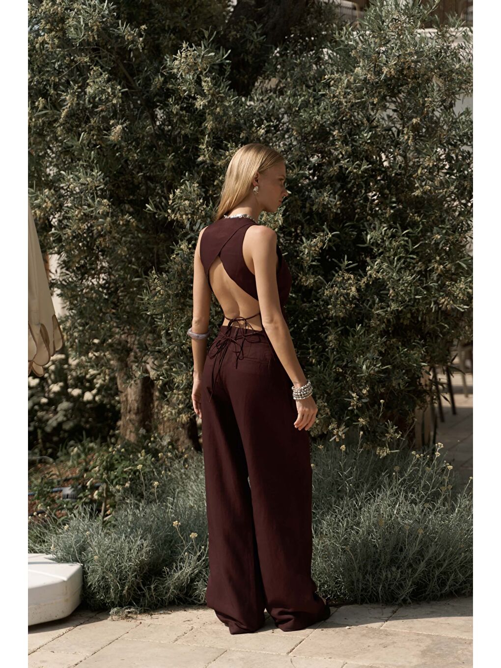 Nagmetah Sırt Pencereli Bordo Yelek Pantolon Takım-3