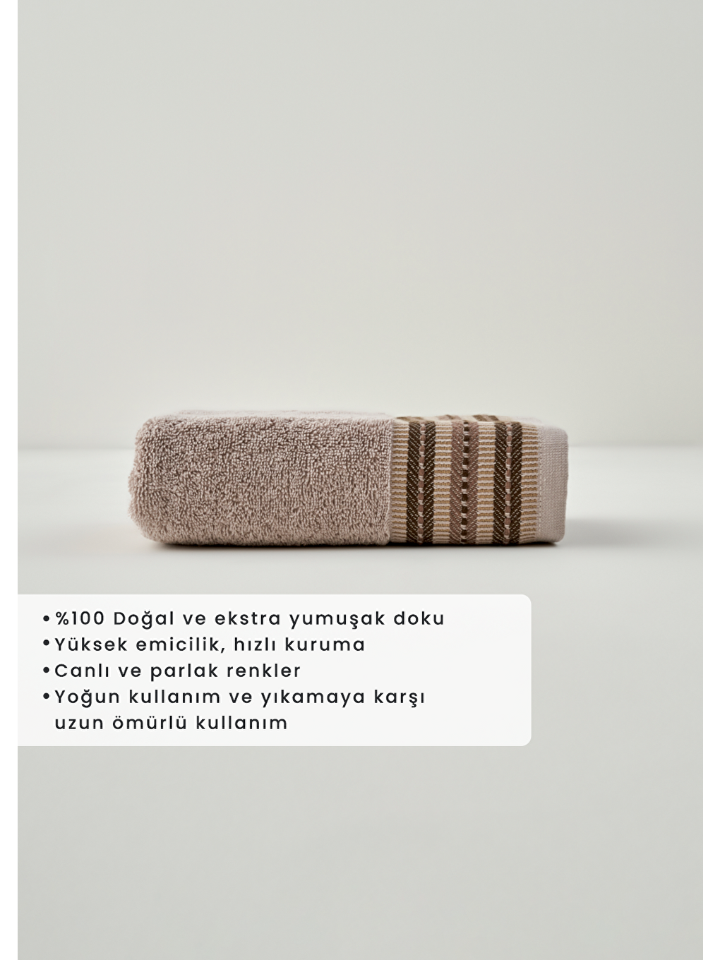 Bej Premium Ege Pamuğu Yüz Havlusu Vizon (50x90 Cm)-2