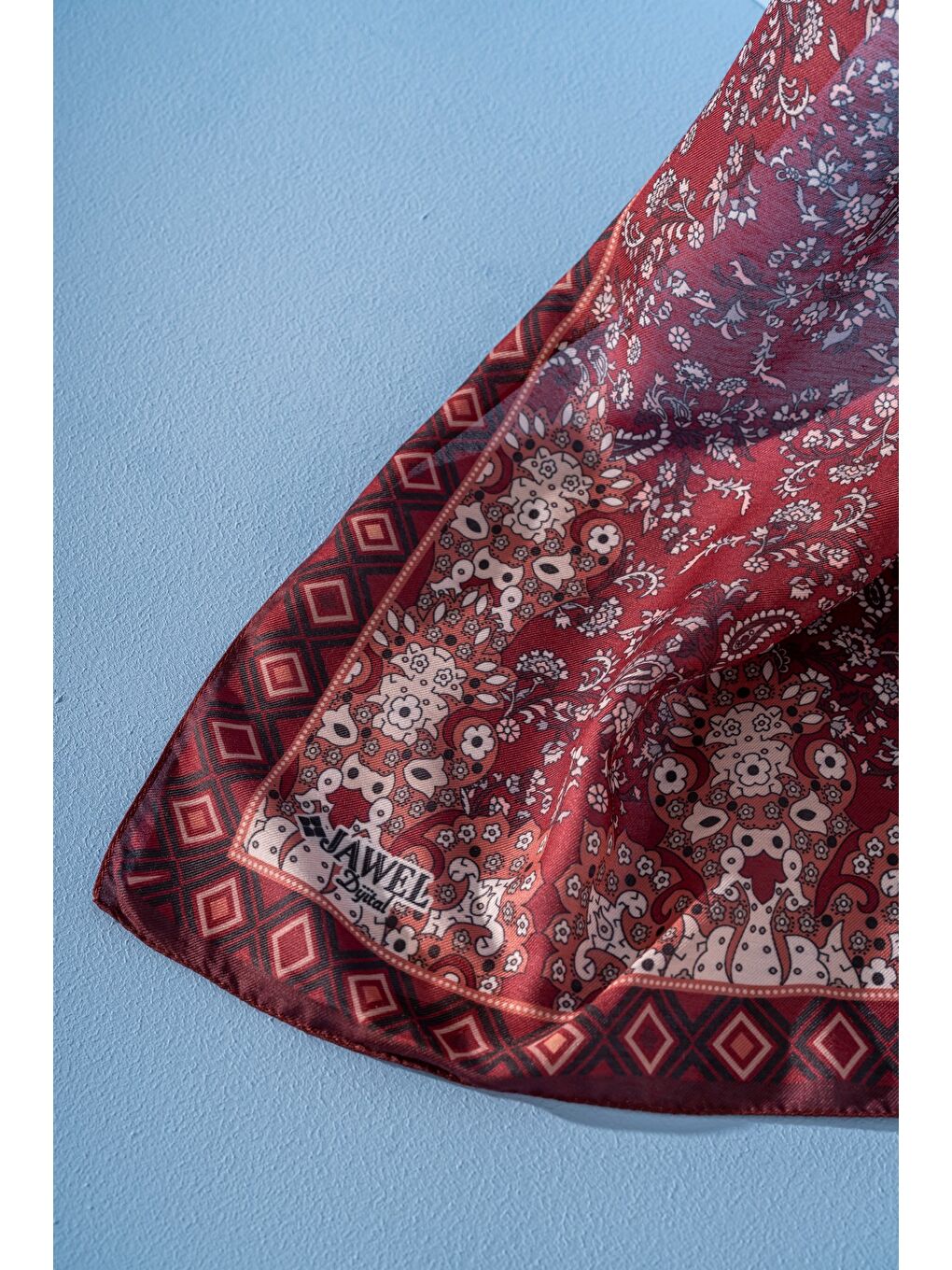 Bordo Kadın Etnik Desen Soft Alinda Şal-1