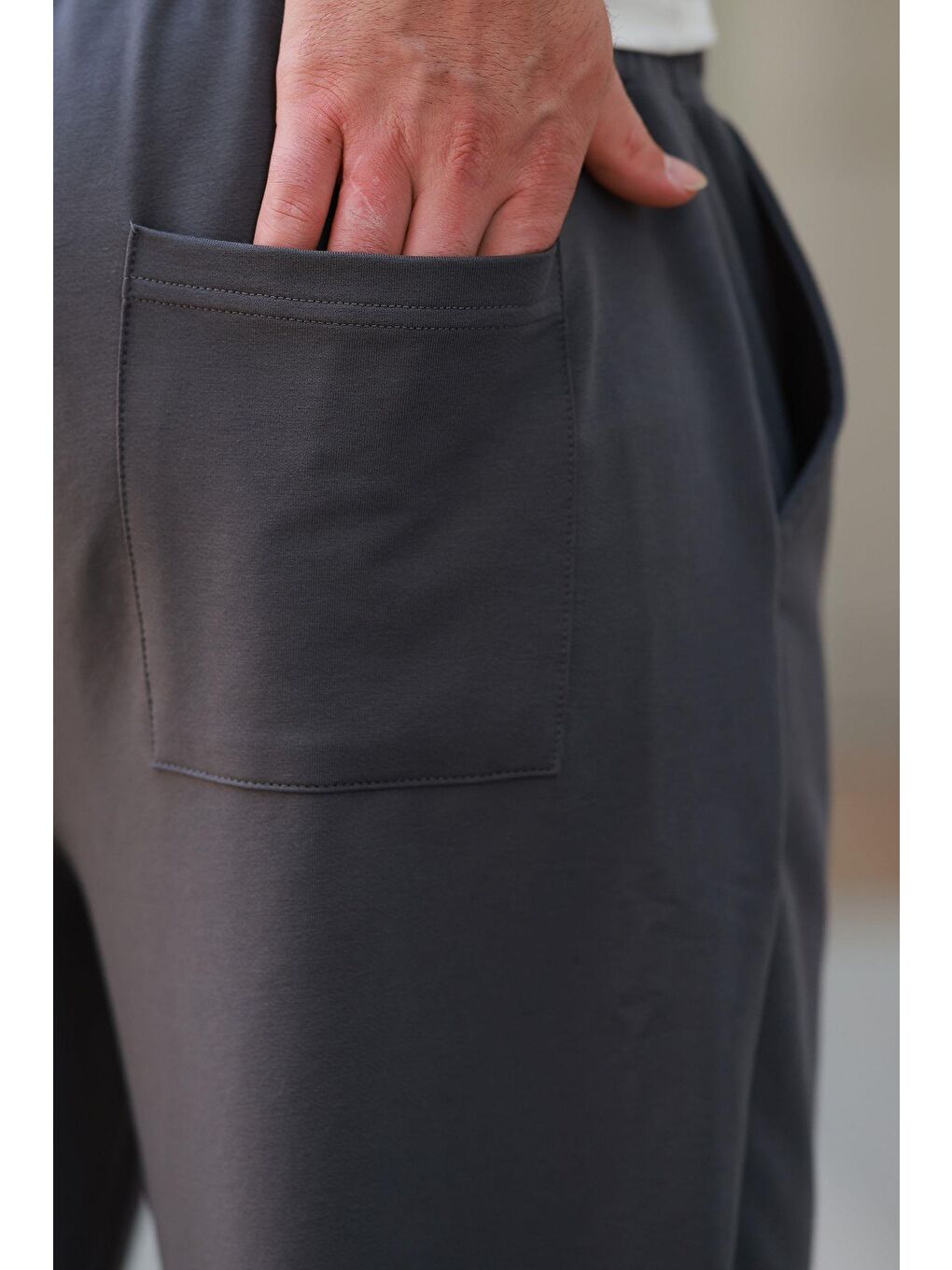 Gri Füme Rahat Kesim Paçası Lastikli Erkek Eşofman Altı E6573-4