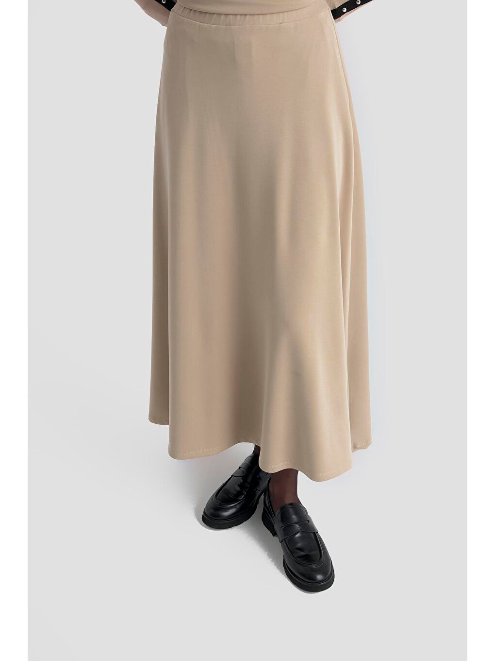 Şeritli Örme Takım Bej-3