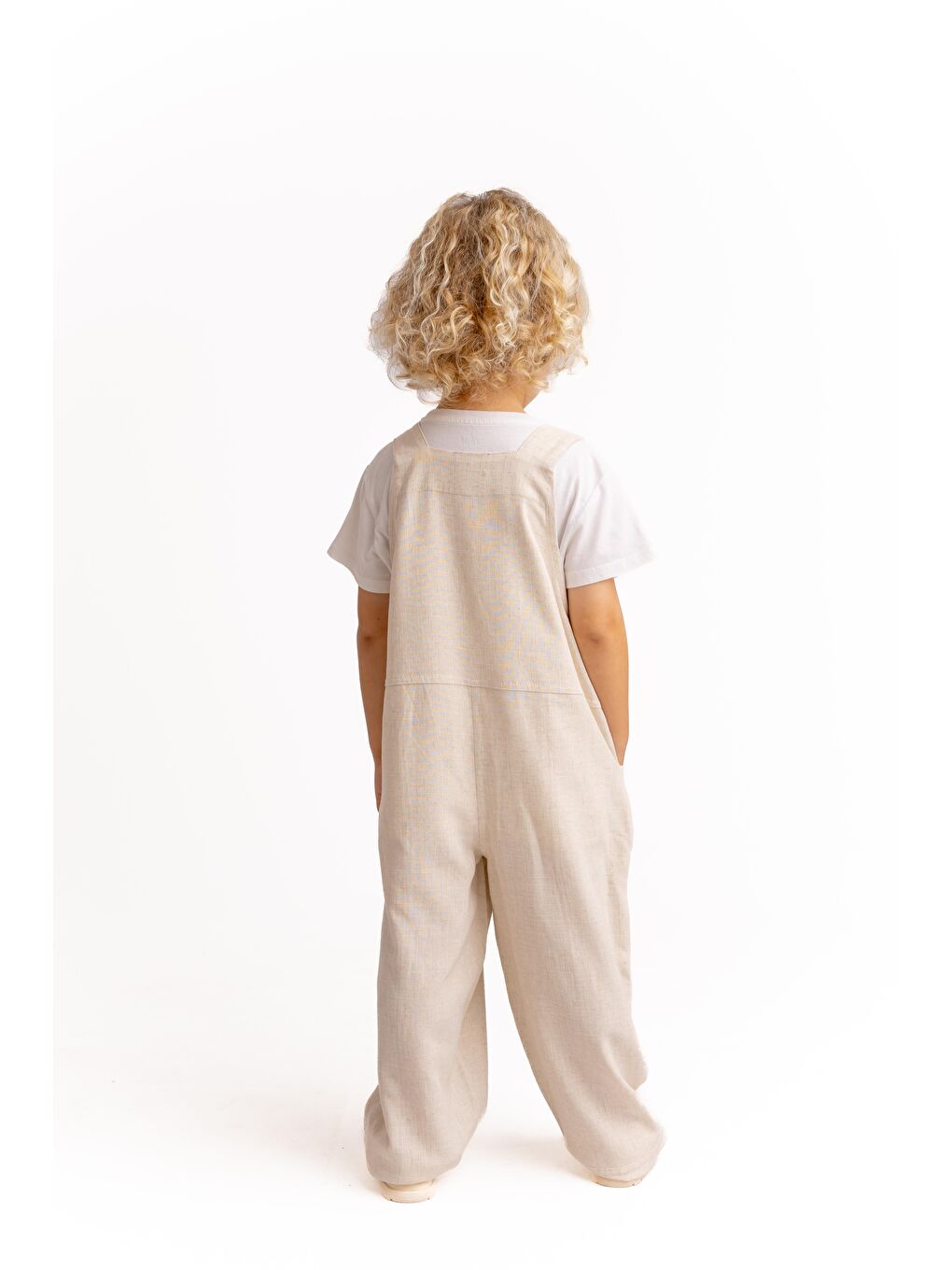 Ekru Erkek Çocuk Keten Salopet-2