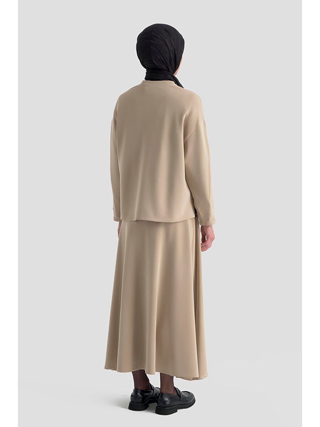 Şeritli Örme Takım Bej-4