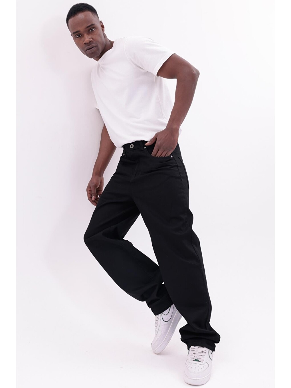 Siyah Erkek Baggy Bol Kesim Jean Pantolon-2