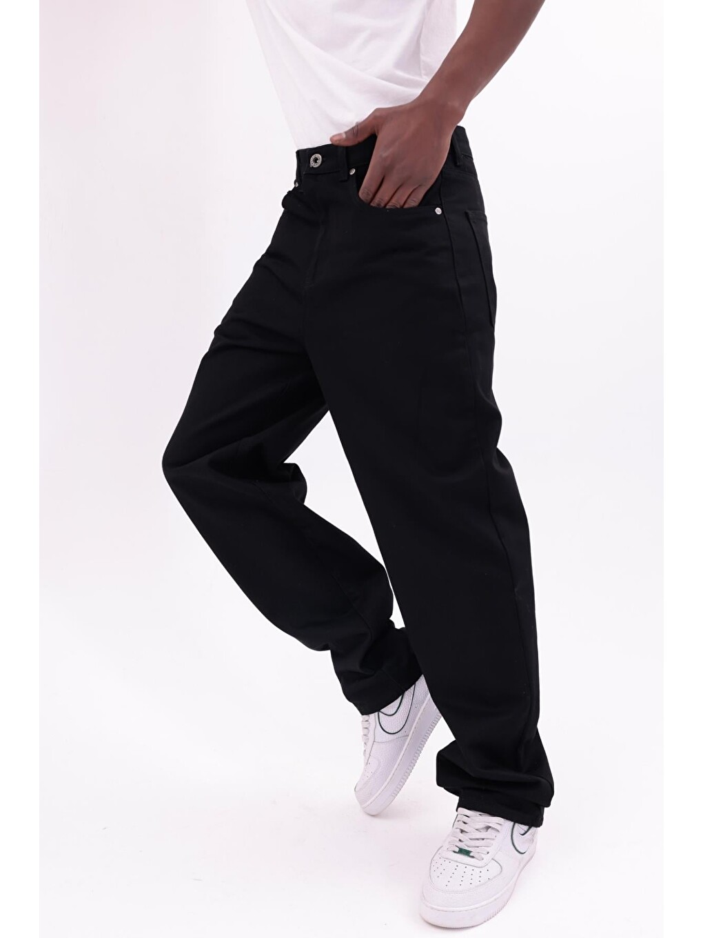 Siyah Erkek Baggy Bol Kesim Jean Pantolon-4