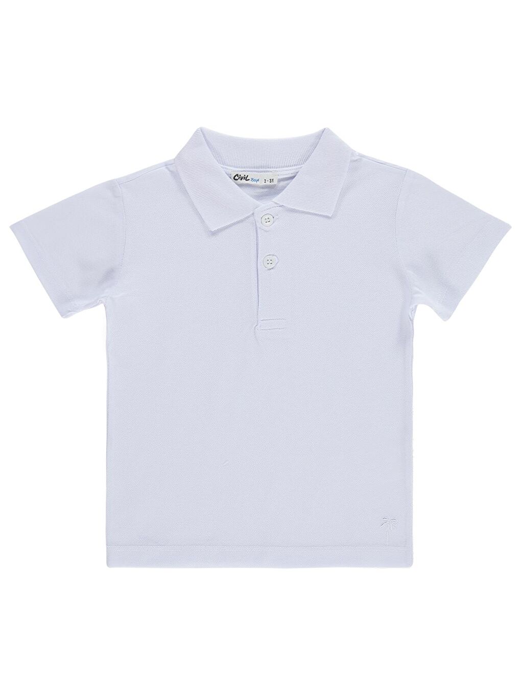 Boys Erkek Çocuk Palmiye Nakışlı Polo Yaka 2-5 Yaş Tişört - Beyaz