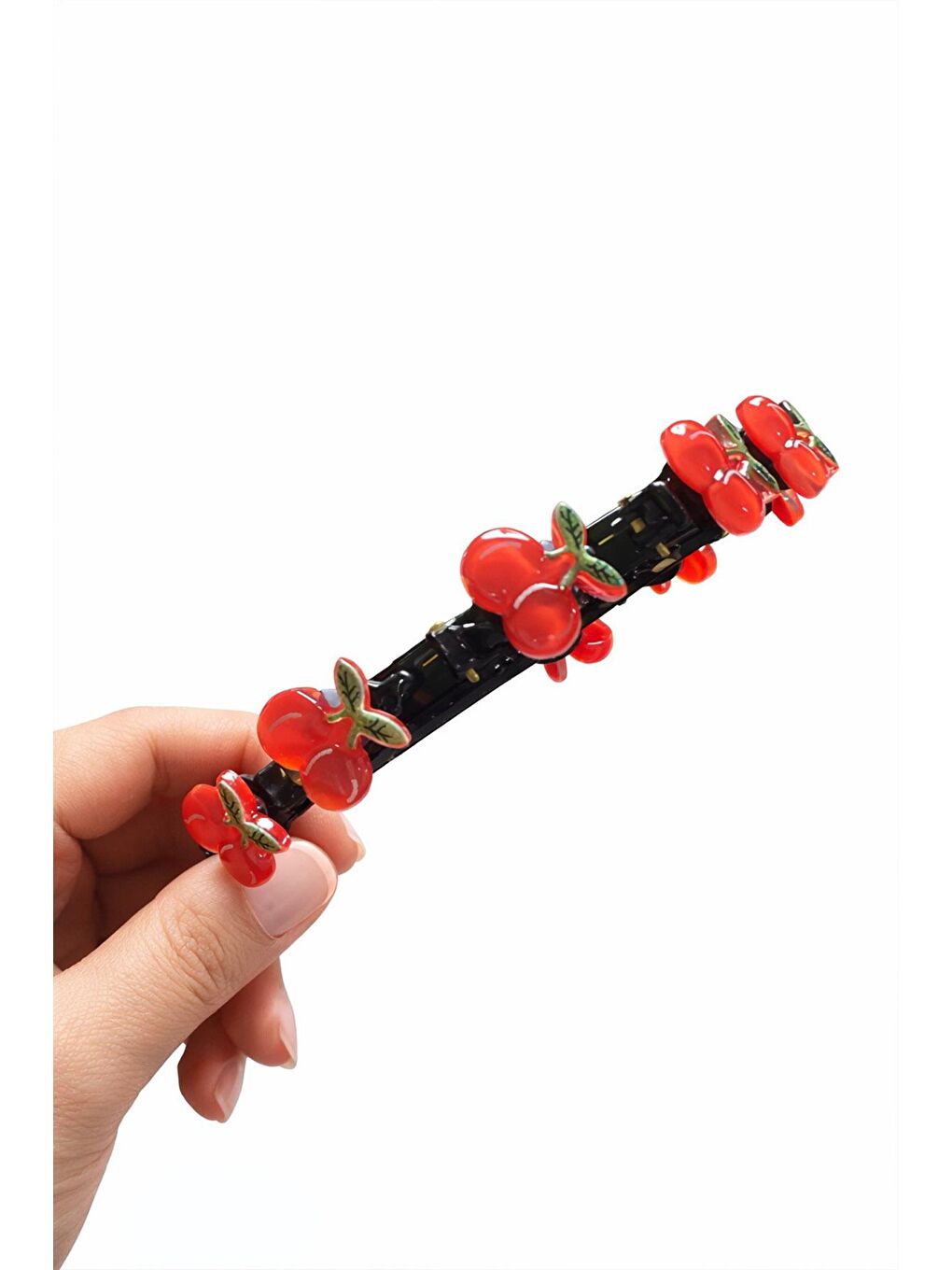 Siyah Kiraz Figürlü Mandallı Saç Bükücü Çocuk Taç-2