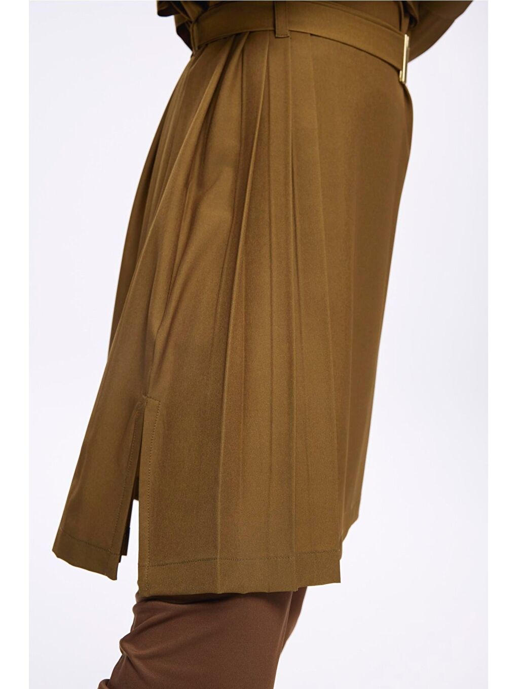 Kemer Toka Detaylı Yağ Yeşili 5 Parça Tam Tesettür Mayo Takımı 5034-4