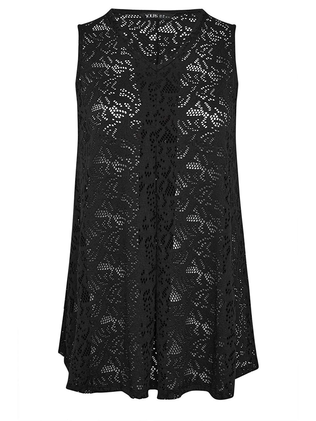 Siyah Büyük Beden V Yaka Sıfır Kol Astarsız Dantel Bluz 304101-5