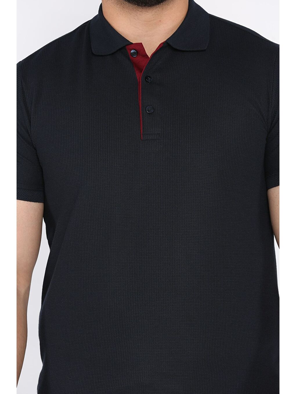 Lacivert Erkek Polo Yaka Yarım Düğmeli Tişört-3