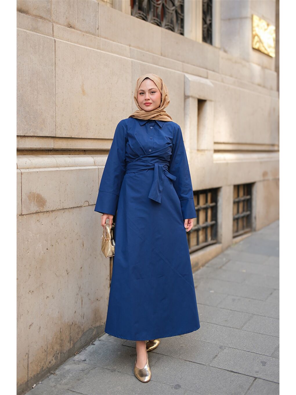 Kadın Önden Bağlamalı Elbise Lacivert-1
