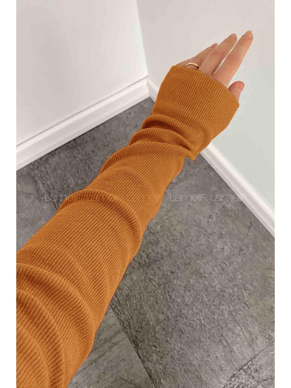 Kahverengi Balıkçı Yaka Fitilli Body Camel-2