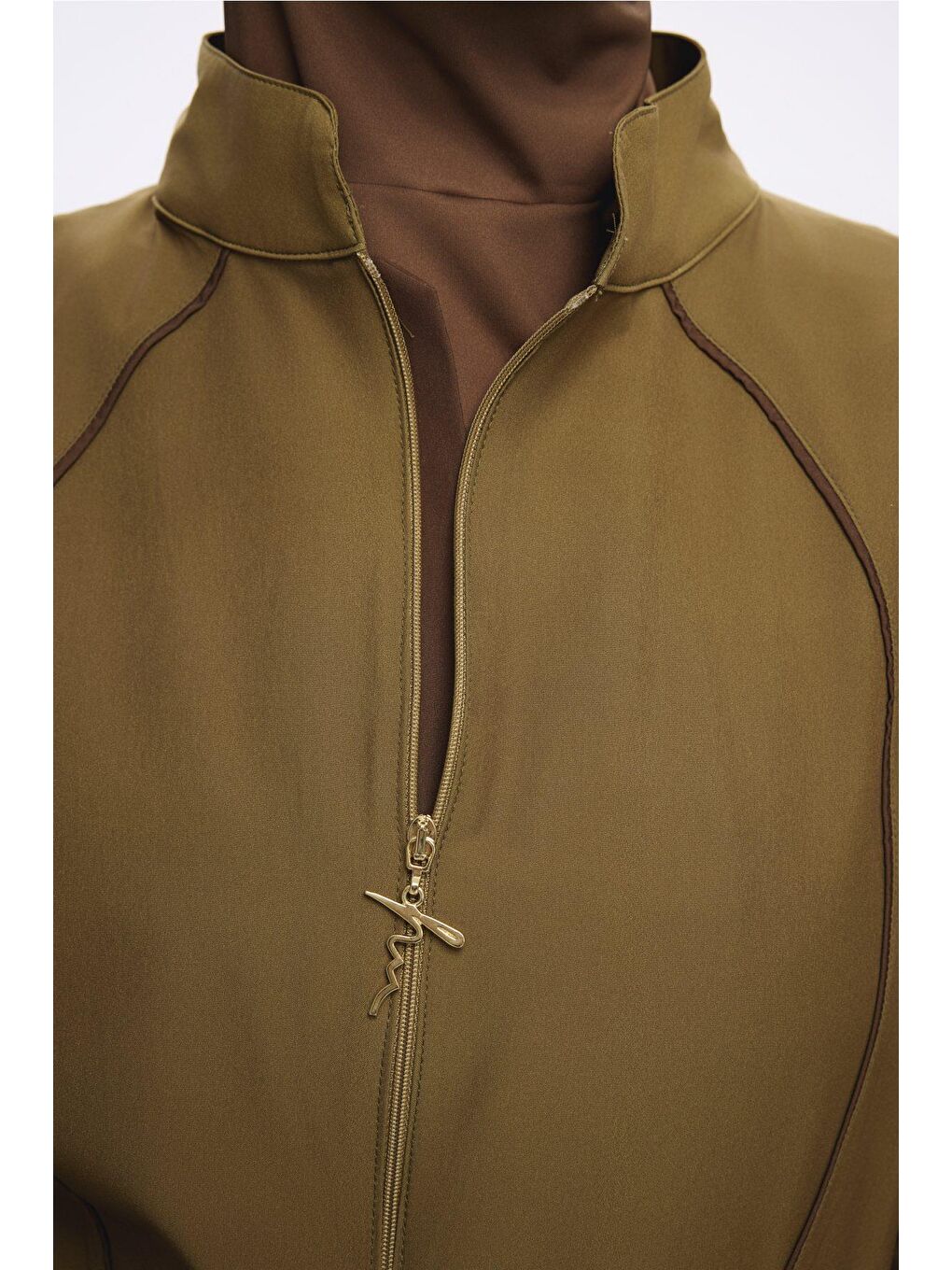 Kemer Toka Detaylı Yağ Yeşili 5 Parça Tam Tesettür Mayo Takımı 5034-7