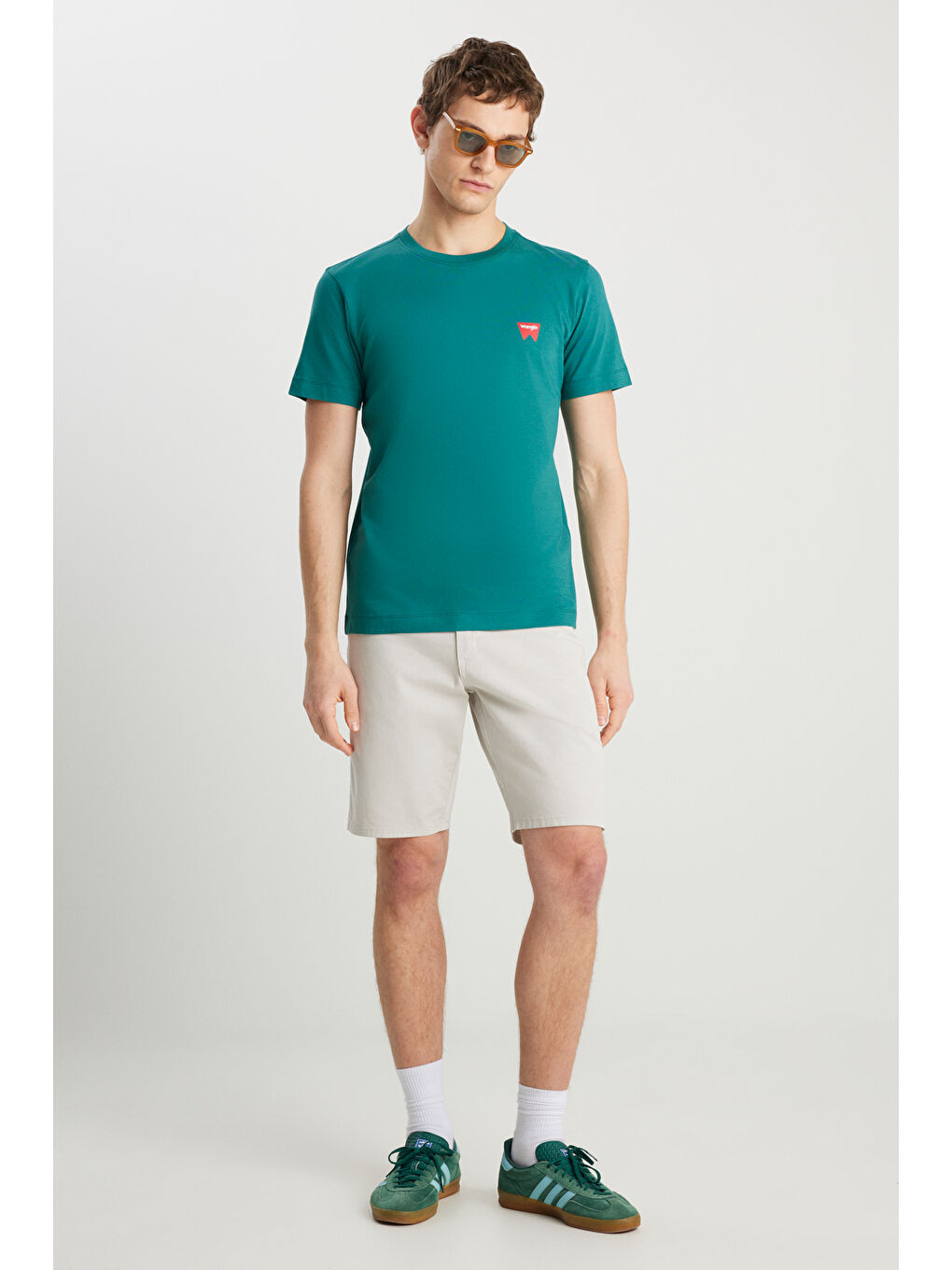 %100 Pamuk Regular Fit Normal Kesim Bisiklet Yaka Minimal Logo Yeşil Tişört-2