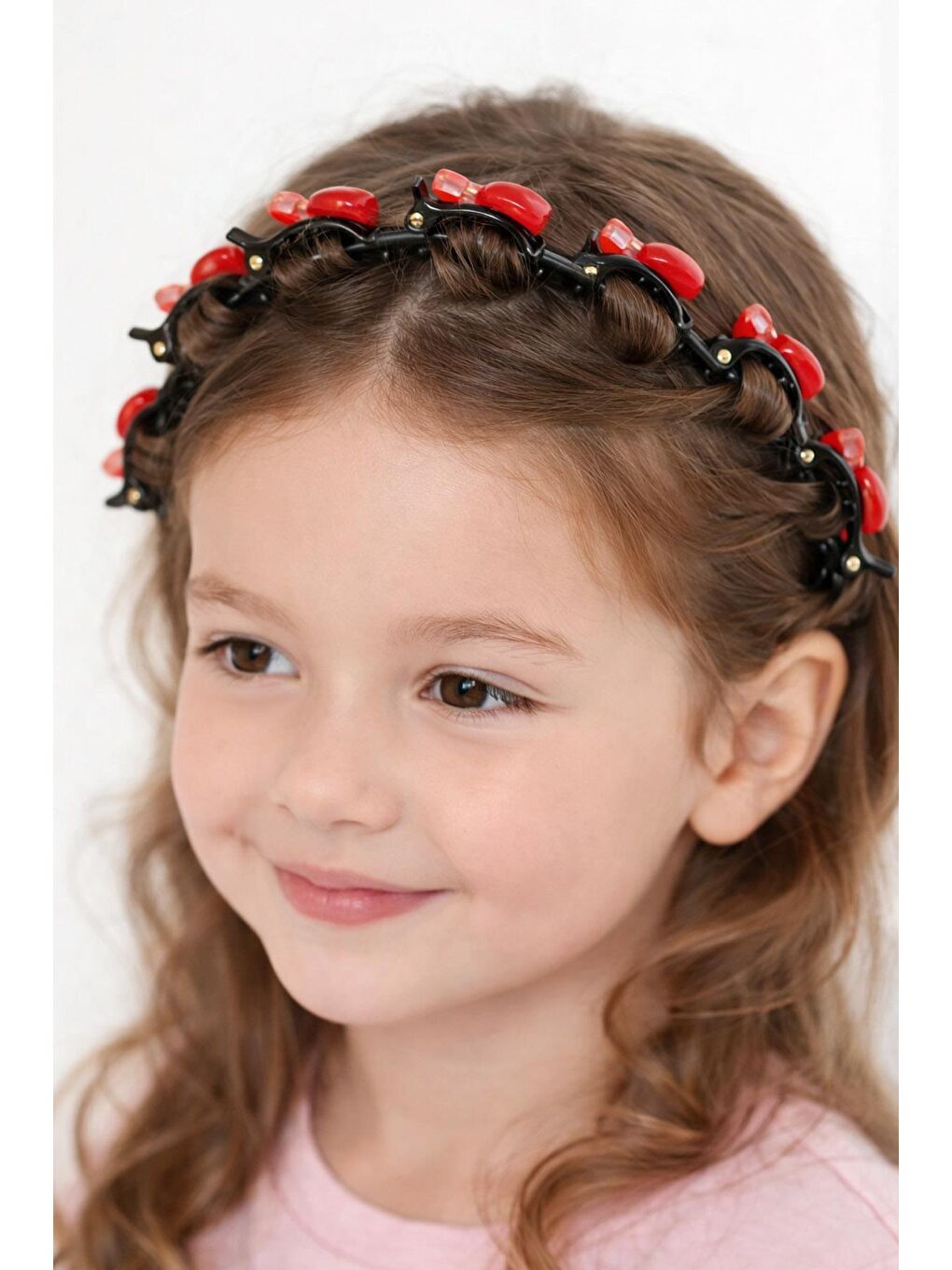 Siyah Kiraz Figürlü Mandallı Saç Bükücü Çocuk Taç-5