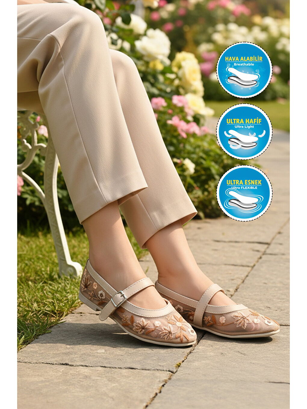 Bej Fileli Hafif Kadın Casual Ayakkabı B-52 Z-2