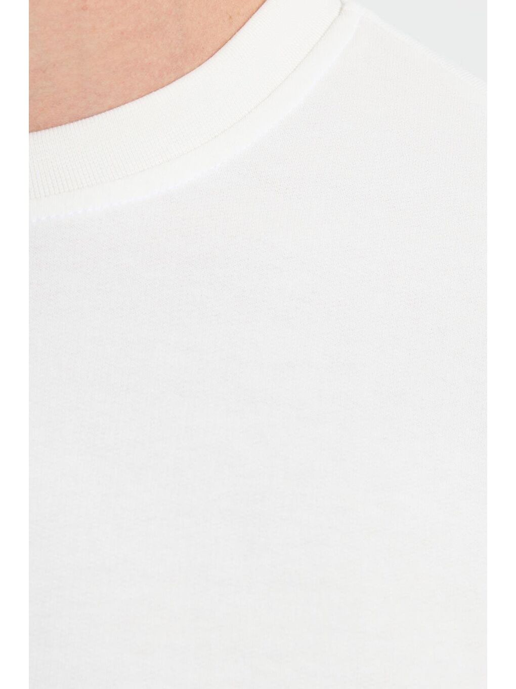 Erkek Relax Fit Rahat Kesim %100 Pamuk 2 İplik Bisiklet Yaka Beyaz Sweatshirt-6