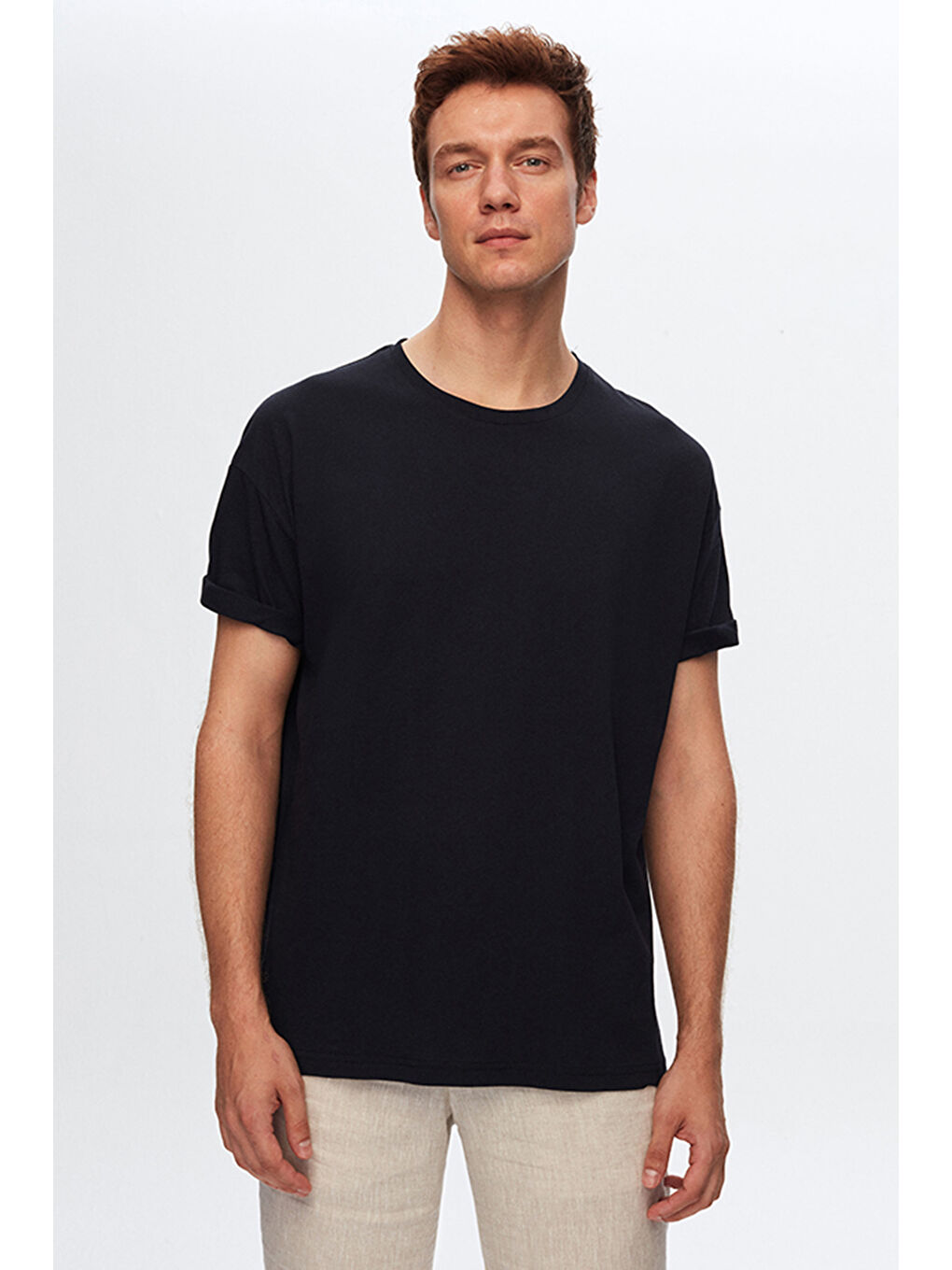 Siyah/Lacivert/Haki/Vizon/Beyaz 5'Li Oversize %100 Pamuk T-Shirt-2