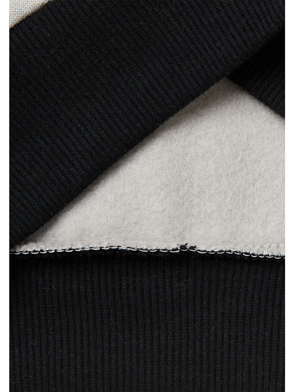 Erkek Çocuk Gri-Krem Önü Logo Baskılı Nervürlü Şardonlu Sweatshirt-2