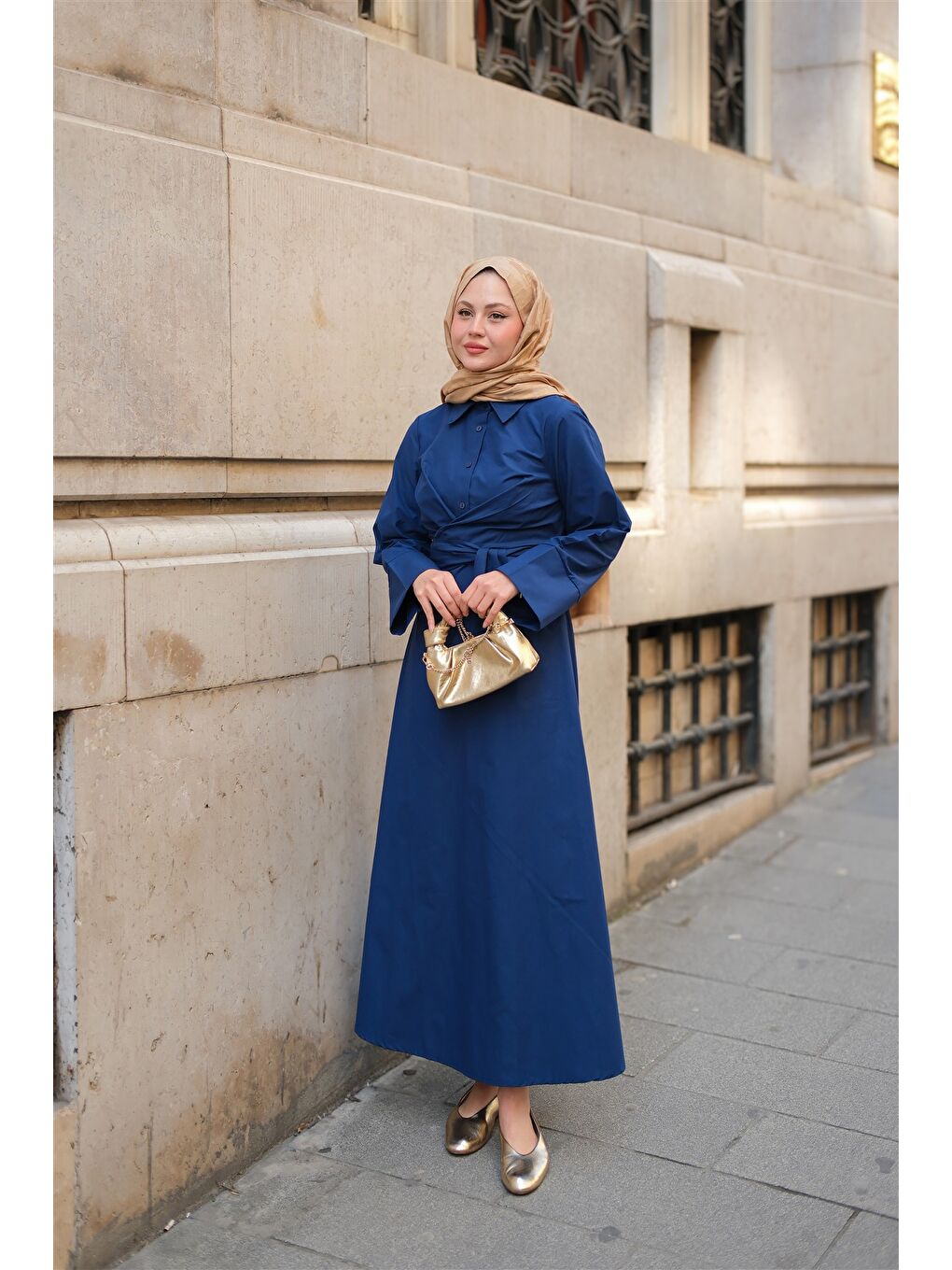 Kadın Önden Bağlamalı Elbise Lacivert-4