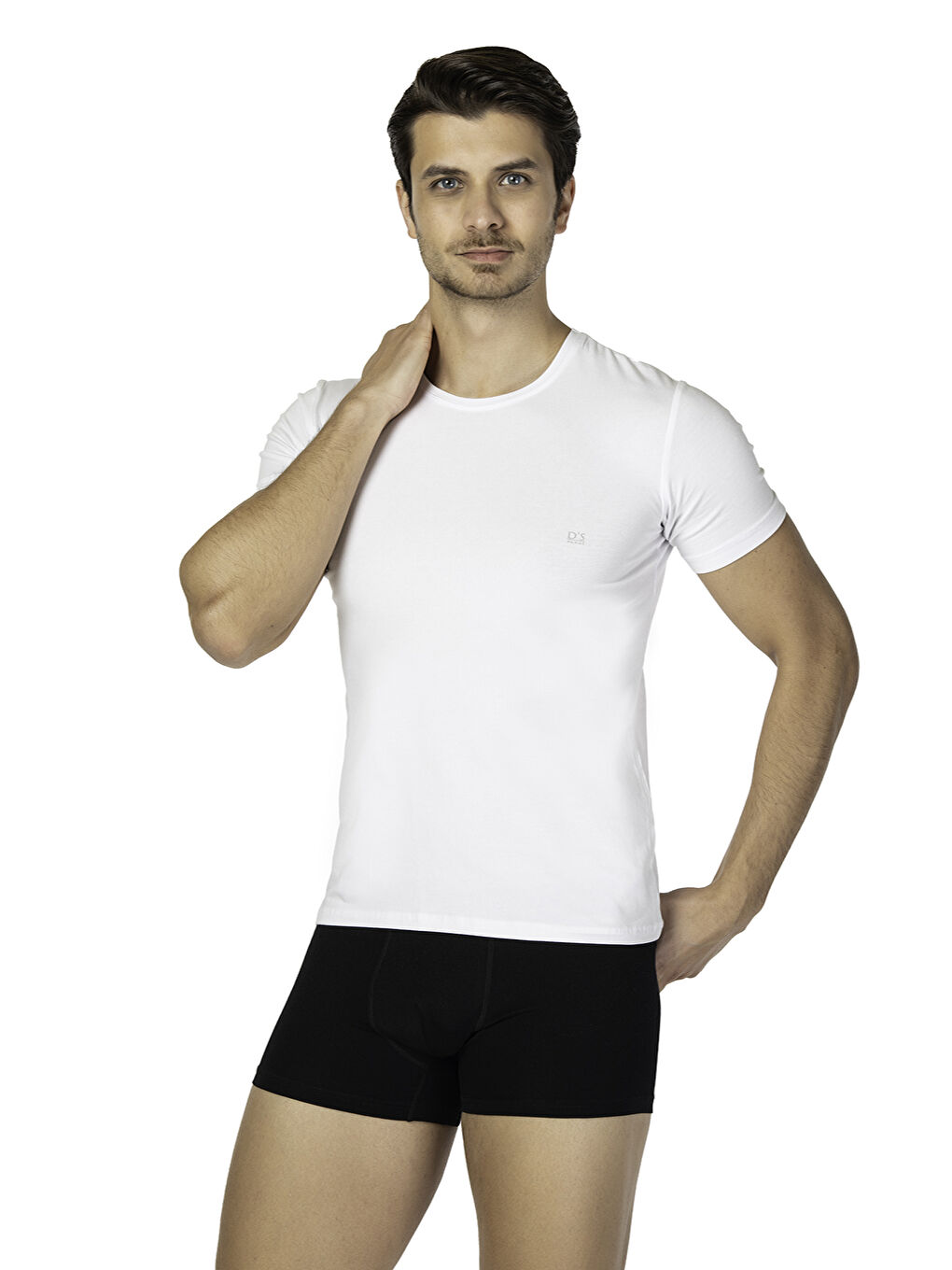 Beyaz Trendy Bisiklet Yaka T-shirt BEYAZ-2