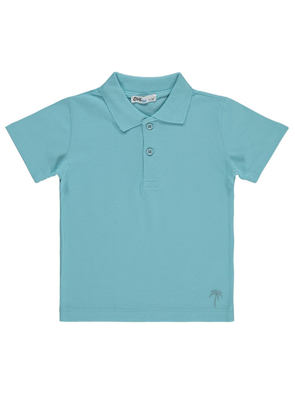Boys Erkek Çocuk Palmiye Nakışlı Polo Yaka 2-5 Yaş Tişört - Yeşil