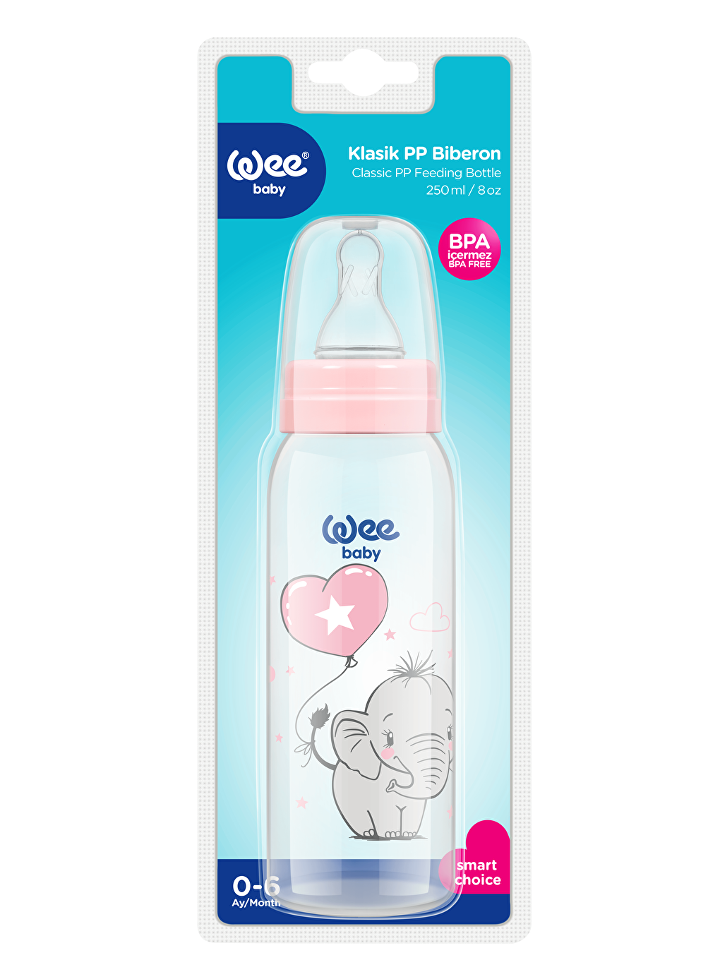 Klasik PP Biberon 250 ml - PEMBE