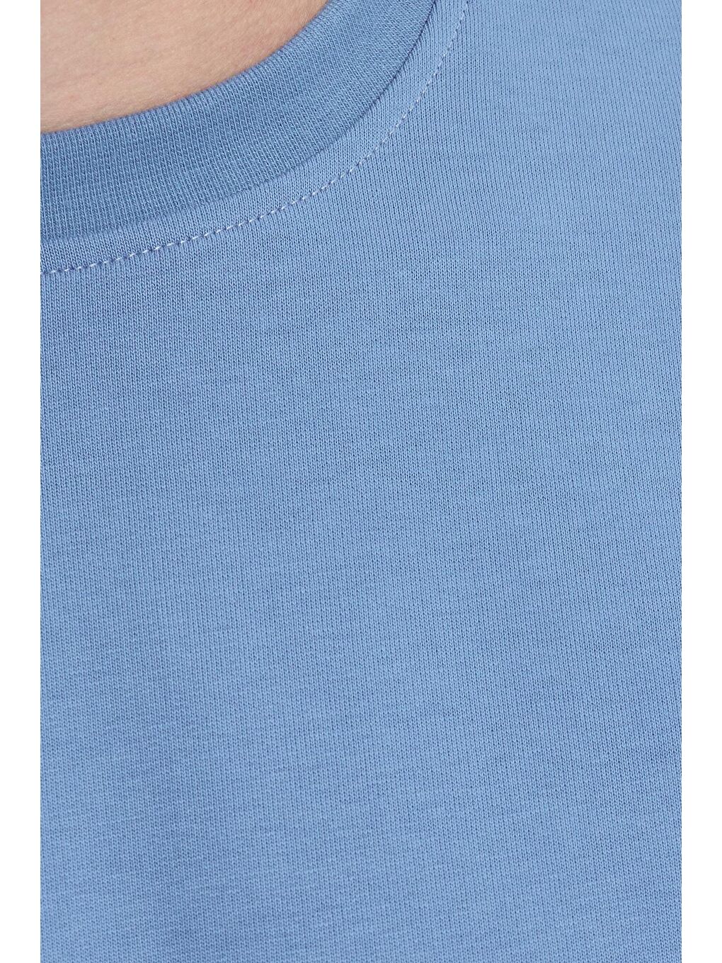 Erkek Relax Fit Rahat Kesim %100 Pamuk 2 İplik Bisiklet Yaka Mavi Sweatshirt-5