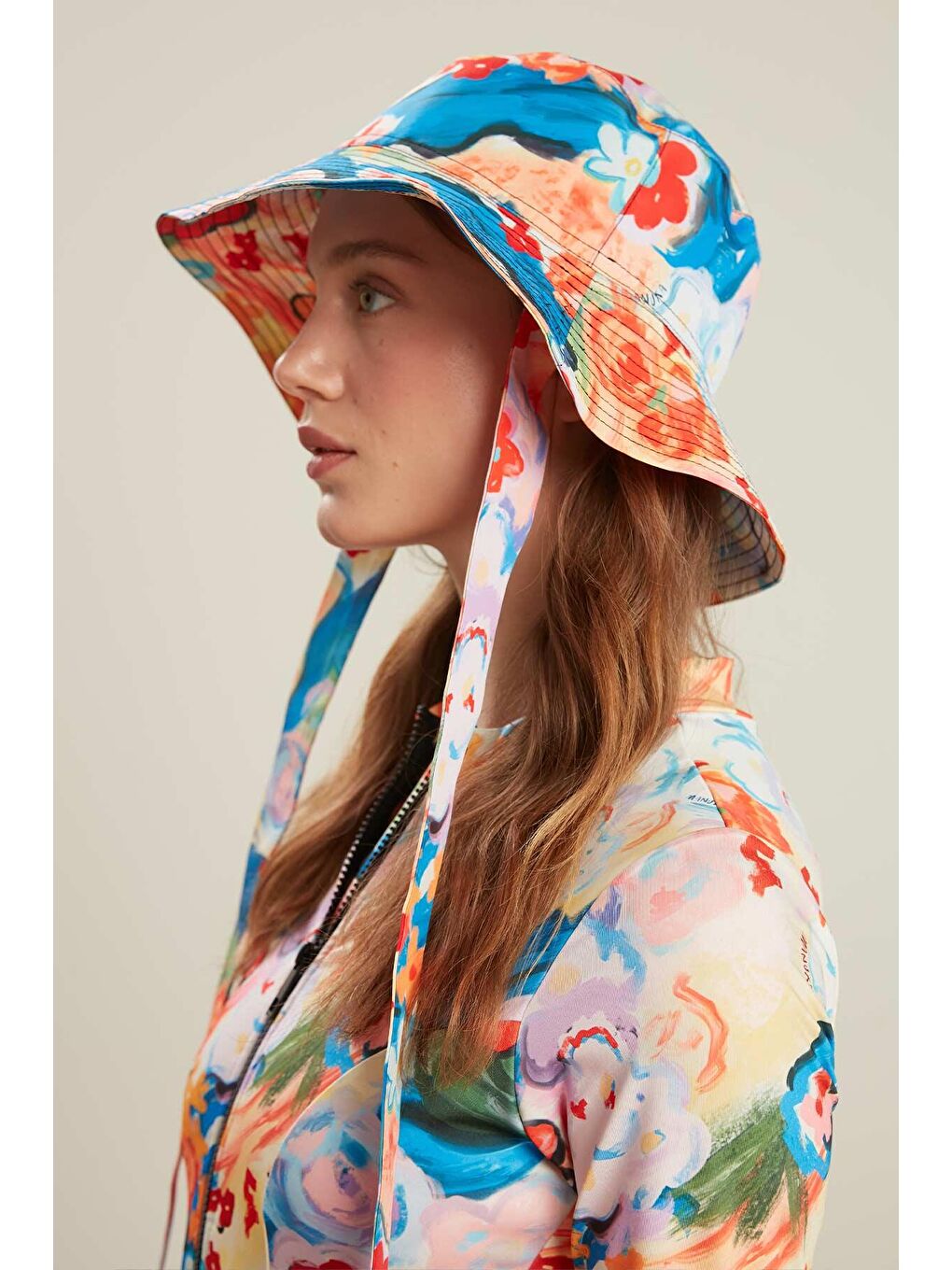 Pembe Bağlamalı Bucket Şapka Color Brush-2