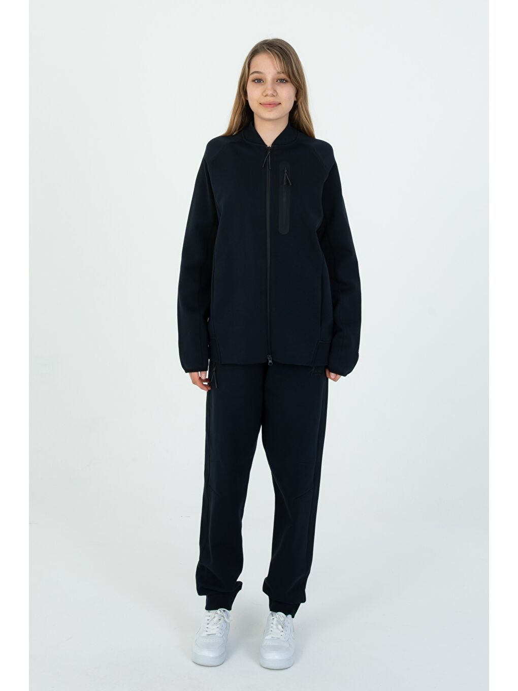 Lacivert Çocuk Ayarlanabilir Bel Fermuarlı Baskılı Eşofman Takım