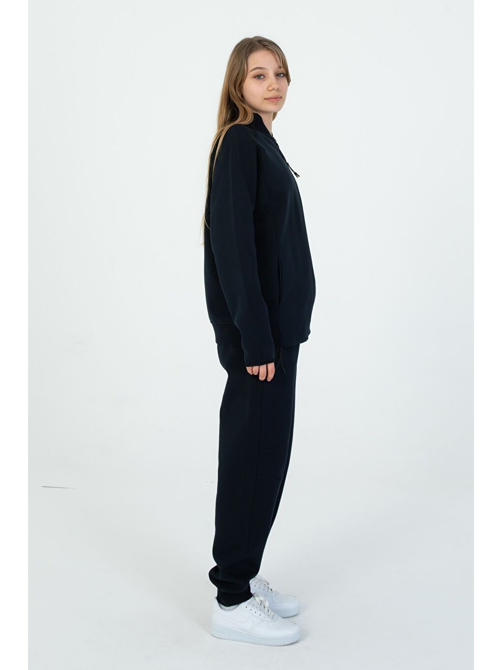 Lacivert Çocuk Ayarlanabilir Bel Fermuarlı Baskılı Eşofman Takım-1