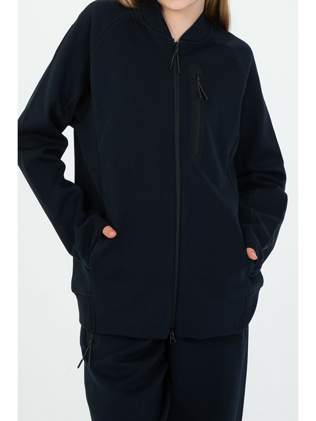 Lacivert Çocuk Ayarlanabilir Bel Fermuarlı Baskılı Eşofman Takım-2