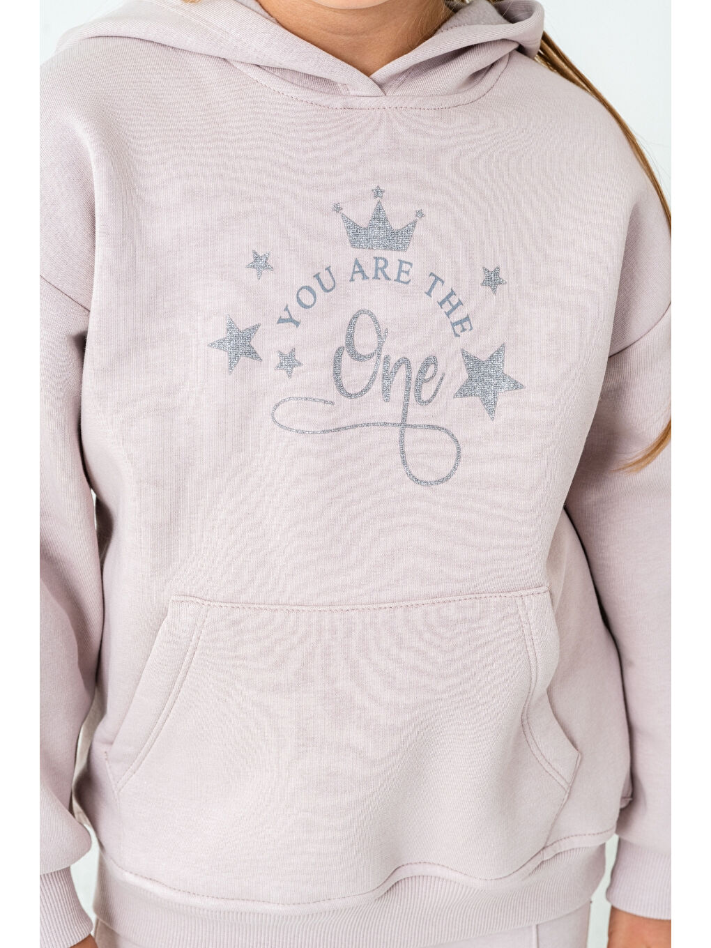 Lila Kız Çocuk You Are The One Baskılı 3 İplik Kalın Kışlık Eşofman Takımı Ak4204-3