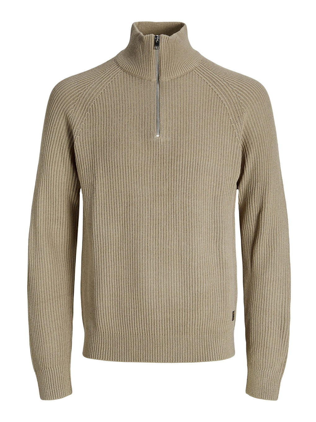 Bej Jjpannel Pamuk Karışımlı Regular Fit Yarım Fermuarlı Dik Yaka Kazak 12278919-4