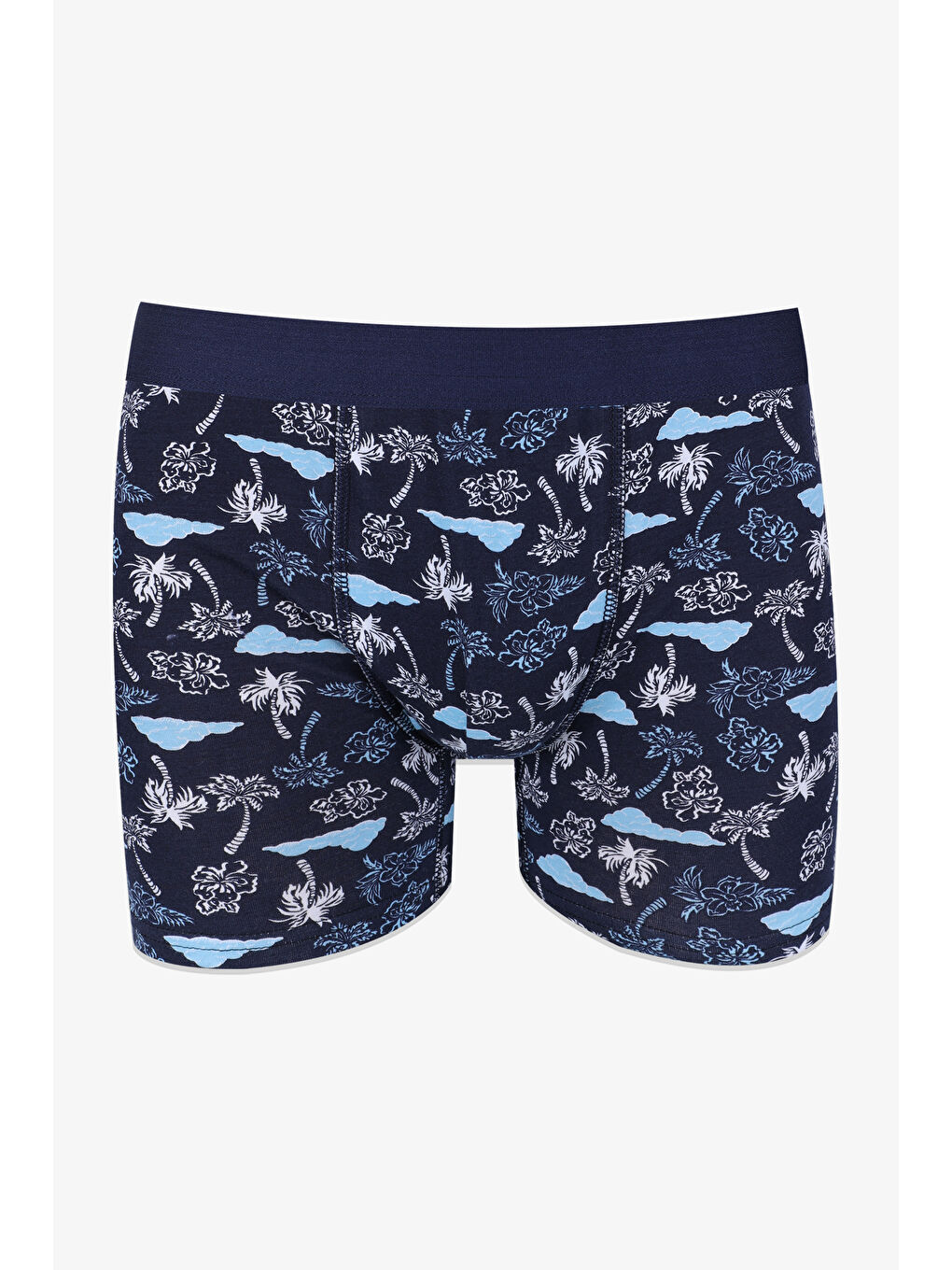 Lacivert Erkek Tekli Desenli Pamuklu Boxer