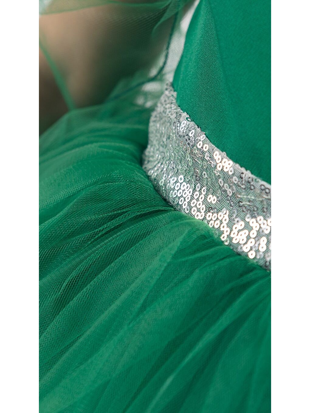 Yeşil Kanatlı Kız Çocuk Şifon Kol Abiye MNK0534-8